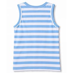 Babyhug 100% Cotton Single Jersey Knit Antibacterial Striped Sleeveless Vest with Bear Print Pack of 3 - Blue & Orange