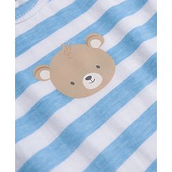 Babyhug 100% Cotton Single Jersey Knit Antibacterial Striped Sleeveless Vest with Bear Print Pack of 3 - Blue & Orange