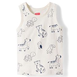 Babyhug 100% Cotton Single Jersey Knit Antibacterial Sleeveless Vests With Animal Print Pack of 3 - Multicolr