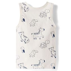 Babyhug 100% Cotton Single Jersey Knit Antibacterial Sleeveless Vests With Animal Print Pack of 3 - Multicolr