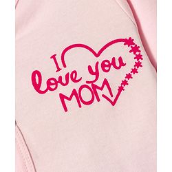 Babyhug Cotton Knit Full Sleeves Front Open Text Printed Footed Sleepsuit with Cap - Pink