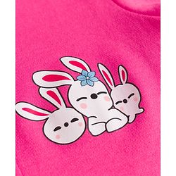 Babyhug Cotton Knit Full Sleeves Front Open Text Printed Footed Sleepsuit with Cap - Dark Pink