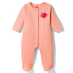Babyhug Cotton Knit Full Sleeves Front Open Text Printed Footed Sleepsuit with Cap - Pink