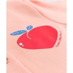 Babyhug Cotton Knit Full Sleeves Front Open Text Printed Footed Sleepsuit with Cap - Pink