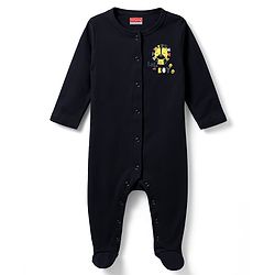 Babyhug Cotton Knit Full Sleeves Front Open Text Printed Footed Sleepsuit with Cap - Pink