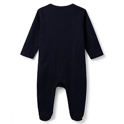 Babyhug Cotton Knit Full Sleeves Front Open Text Printed Footed Sleepsuit with Cap - Pink