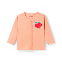 Babyhug Cotton Knit Full Sleeves T-Shirt & Pyjama Night Suit With Peach Print & Cap - Orange
