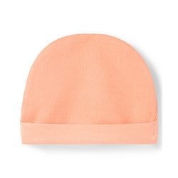 Babyhug Cotton Knit Full Sleeves T-Shirt & Pyjama Night Suit With Peach Print & Cap - Orange