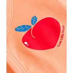 Babyhug Cotton Knit Full Sleeves T-Shirt & Pyjama Night Suit With Peach Print & Cap - Orange