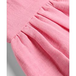 Babyhug Cotton Woven Sleeveless Palm Tree Embroidered Frock - Pink