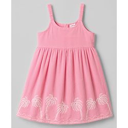 Babyhug Cotton Woven Sleeveless Palm Tree Embroidered Frock - Pink