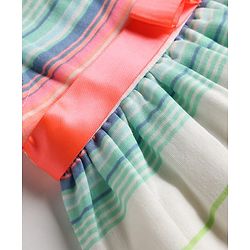 Babyhug Cotton Woven One Piece Dresses/Frocks Sleeveless Round Neck Striped White 6-9 Months
