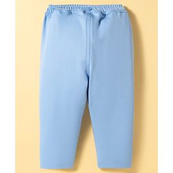 Babyhug Knit Full Sleeves Solid Color Party Shirt & Trouser Set with Bow Suspender & Cap - Light Blue