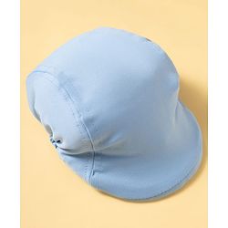 Babyhug Knit Full Sleeves Solid Color Party Shirt & Trouser Set with Bow Suspender & Cap - Light Blue