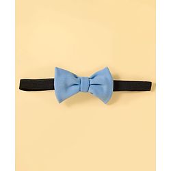 Babyhug Knit Full Sleeves Solid Color Party Shirt & Trouser Set with Bow Suspender & Cap - Light Blue