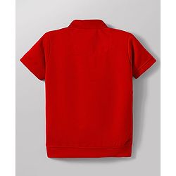 Babyhug Knitted Half Sleeves Jacket With Text Printed Inner Tee - Red