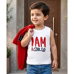 Babyhug Knitted Half Sleeves Jacket With Text Printed Inner Tee - Red