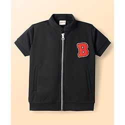 Babyhug Knitted Half Sleeves Jacket With Text Printed Inner Tee - Red