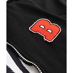 Babyhug Knitted Half Sleeves Jacket With Text Printed Inner Tee - Red