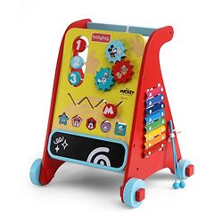 Babyhug Disney Mickey & Friends Wooden Activity Walker with Xylophone and 6 Activities - Red| Baby Safe Material| Engaging Activity Toys