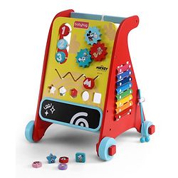Babyhug Disney Mickey & Friends Wooden Activity Walker with Xylophone and 6 Activities - Red| Baby Safe Material| Engaging Activity Toys
