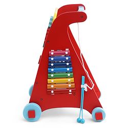 Babyhug Disney Mickey & Friends Wooden Activity Walker with Xylophone and 6 Activities - Red| Baby Safe Material| Engaging Activity Toys