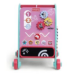Babyhug Disney Mickey & Friends Wooden Activity Walker with Xylophone and 6 Activities - Red| Baby Safe Material| Engaging Activity Toys