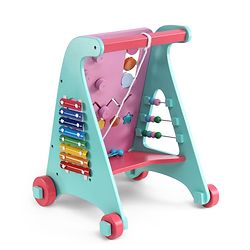 Babyhug Disney Mickey & Friends Wooden Activity Walker with Xylophone and 6 Activities - Red| Baby Safe Material| Engaging Activity Toys