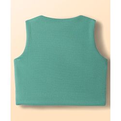 Babyhug Knit Full Sleeves Stretchable Solid 3 Piece Party Suit With Bow - Mint
