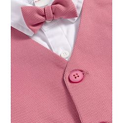 Babyhug Knit Full Sleeves Stretchable Solid 3 Piece Party Suit With Bow - Mint