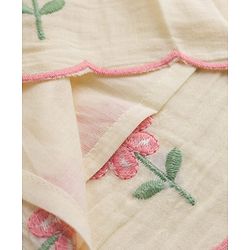 Babyhug Cotton Woven Sleeveless Floral Embroidered Frock- White
