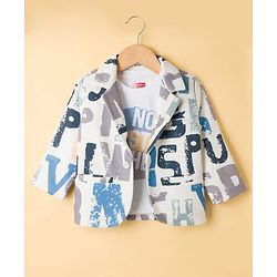 Babyhug Knit Full Sleeves Text Printed Blazer with T-Shirt - Multicolor