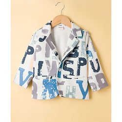Babyhug Knit Full Sleeves Text Printed Blazer with T-Shirt - Multicolor