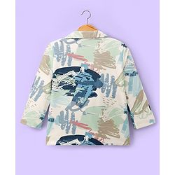Babyhug Knit Full Sleeves Abstract Printed Blazer with Text Printed T-Shirt - Multicolour