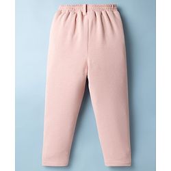 Babyhug Knit Full Sleeves Stretchable Solid 3 Piece Party Suit With Bow - Light Peach