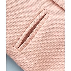 Babyhug Knit Full Sleeves Stretchable Solid 3 Piece Party Suit With Bow - Light Peach