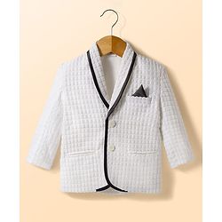 Babyhug Knit Full Sleeves Textured Premium Fabric Blazer with Tee - White