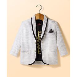 Babyhug Knit Full Sleeves Textured Premium Fabric Blazer with Tee - White