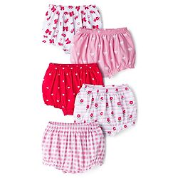 Babyhug 100% Cotton Knit Antibacterial Printed Bloomers Pack of 5 - Multicolor