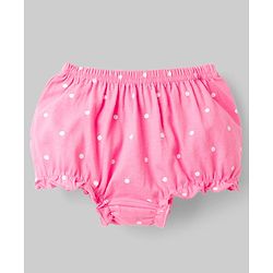 Babyhug 100% Cotton Knit Antibacterial Bloomers with Bow & Polka Dot Print Pack of 3 - Multicolor