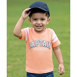 Babyhug Cotton Waffle Knit Half Sleeves T-Shirt With Text Print - Multicolor