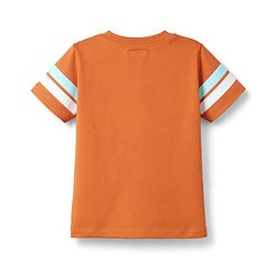 Babyhug Cotton Knit Half Sleeves T-Shirt with Sport Print - Rust Orange