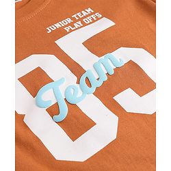 Babyhug Cotton Knit Half Sleeves T-Shirt with Sport Print - Rust Orange