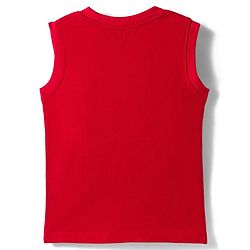 Babyhug Cotton Knit Sleeveless Tank T-Shirt with Number Graphics & Rib at Neck  - Red