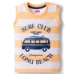 Babyhug Cotton Knit Sleeveless T-Shirt with Graphics Multi Color 6-9 Months