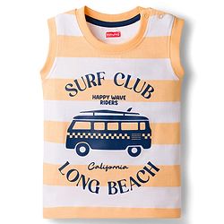 Babyhug Cotton Knit Sleeveless T-Shirt with Graphics Multi Color 6-9 Months