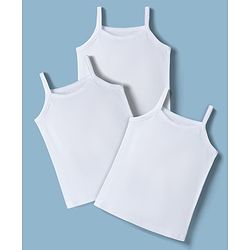 Babyhug 100% Organic Cotton Knit Sleeveless Solid Color Slips Pack of 3 - White
