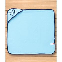 Babyhug Cotton Knit Hooded Towel With Star Print & Text Embroidery L 75 x B 71 cm - Light Blue