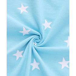 Babyhug Cotton Knit Hooded Towel With Star Print & Text Embroidery L 75 x B 71 cm - Light Blue