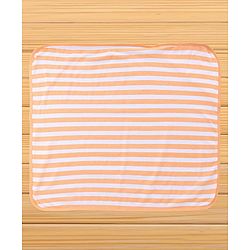 Babyhug Cotton Knit Hooded Towel With Tiger Embroidery & Stripes L 76 x B 76 cm - Light Brown